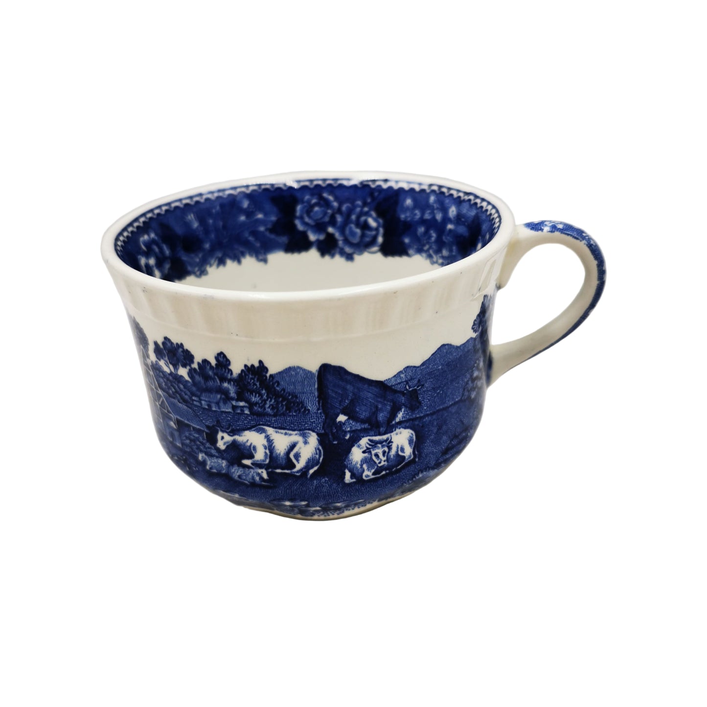 Adams English Scenic Blue and White China Breakfast Cup
