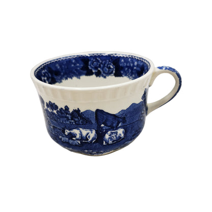 Adams English Scenic Blue and White China Breakfast Cup