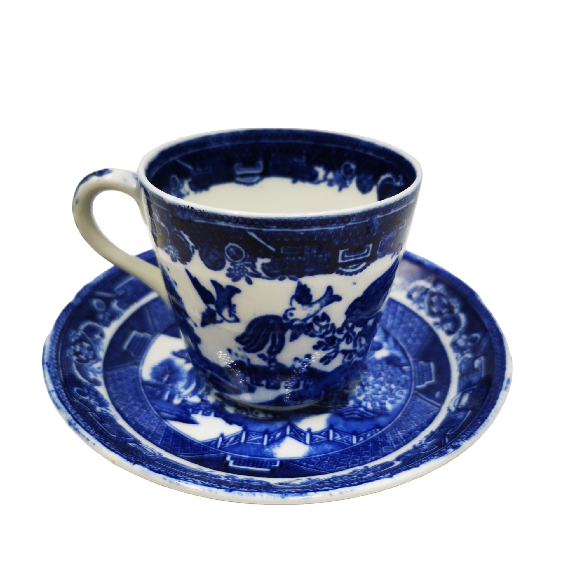 Adderley Ware Old Willow Blue and White China Teacup & Saucer