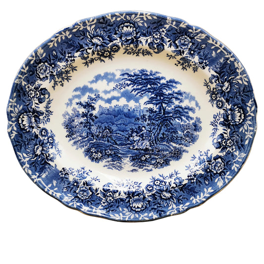Alfred Meakin Blue and White China The Courtship 12-3/8th-Inch Serving Platter