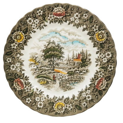 Alfred Meakin Brown and White China Full Colour Homeland Dinner Plate
