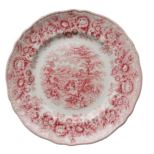Alfred Meakin Red and White China Romance Dessert Plate