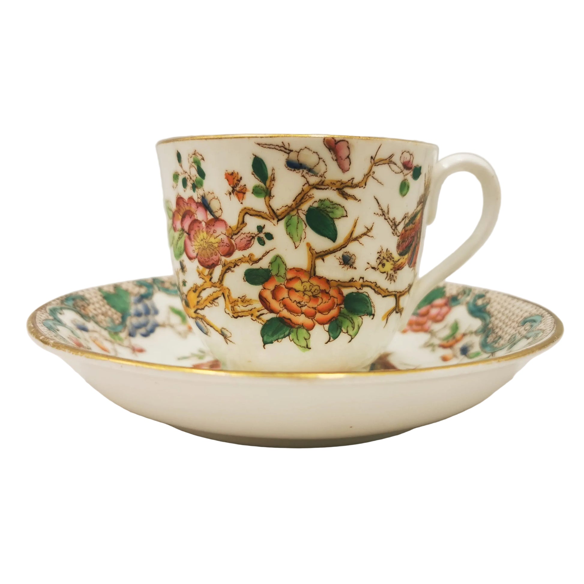 Antique-Asiatic-Pheasant-Coffee-Cup-and-Saucer