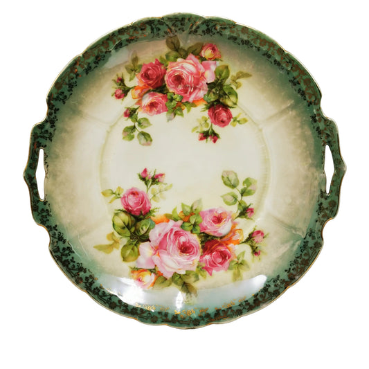 Antique Beyer and Bock Floral Porcelain China Cake Plate