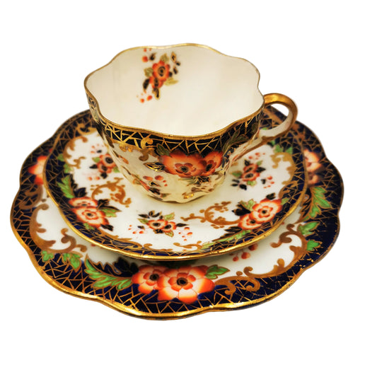 Antique Crown Stafforshire A582 Imari China Teacup Saucer and Side Plate