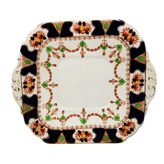 Antique Doric China Blue Green Imari China Cake Plate