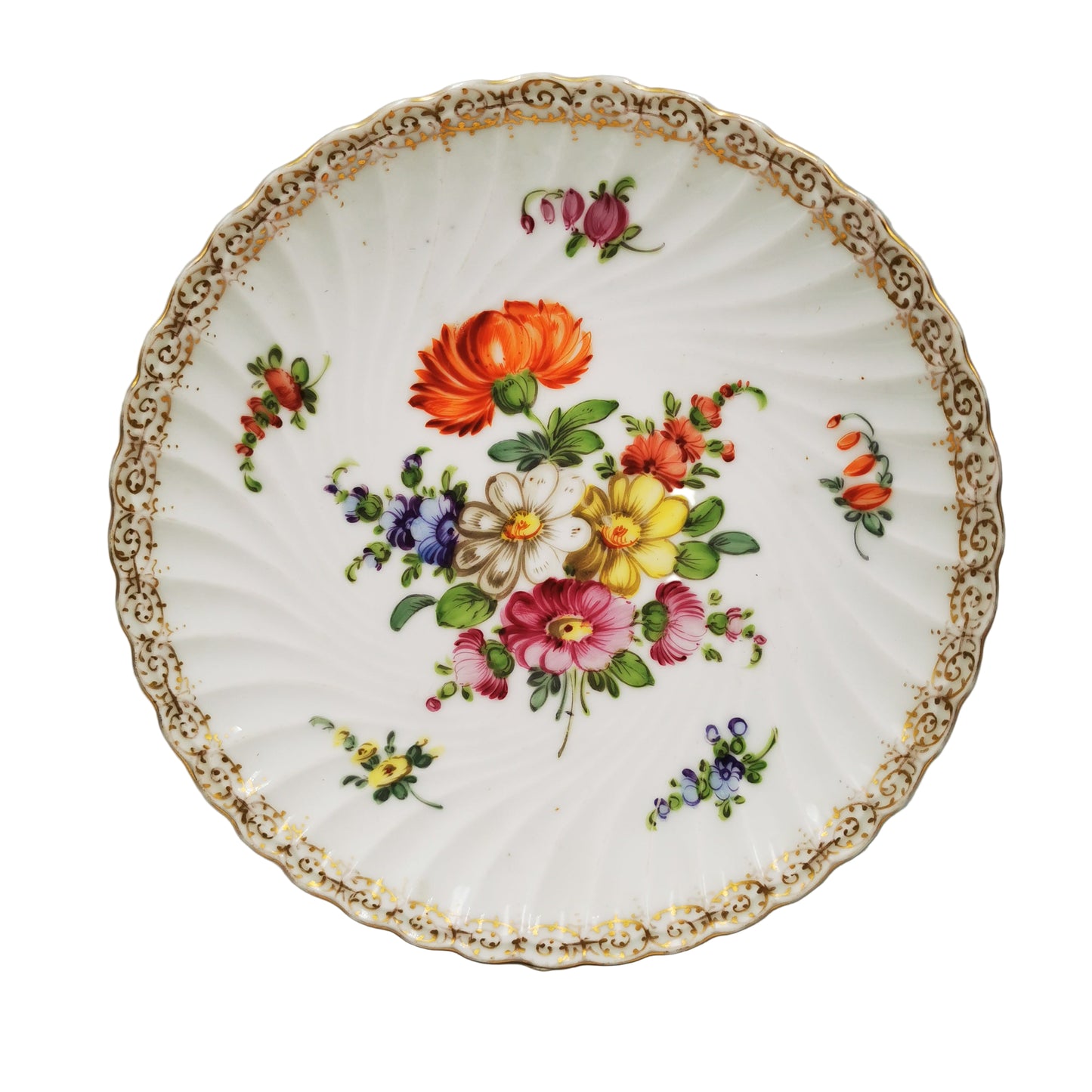 Antique Dresden China Hand Painted Floral Sprays 281 Cabinet Plate