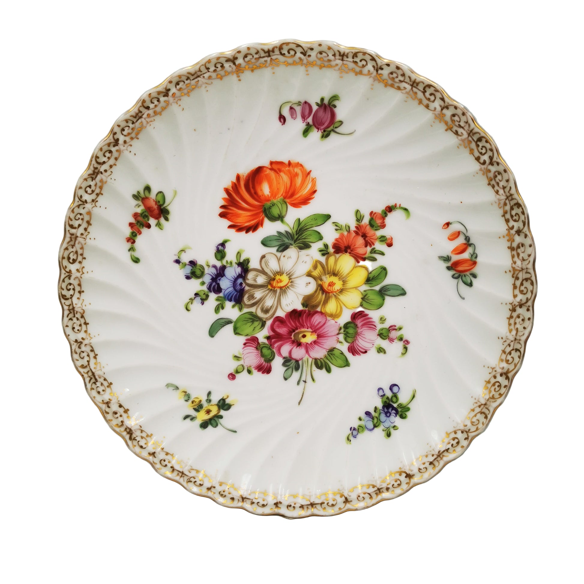 Antique Dresden China Hand Painted Floral Sprays 281 Cabinet Plate