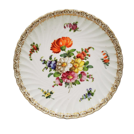 Antique Dresden China Hand Painted Floral Sprays 281 Cabinet Plate
