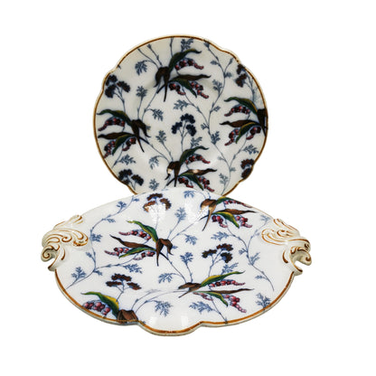 Antique E J Ridgway 9230 + 9260 ALBA China Sort Comport Stand  and Plate Set 1860-1873