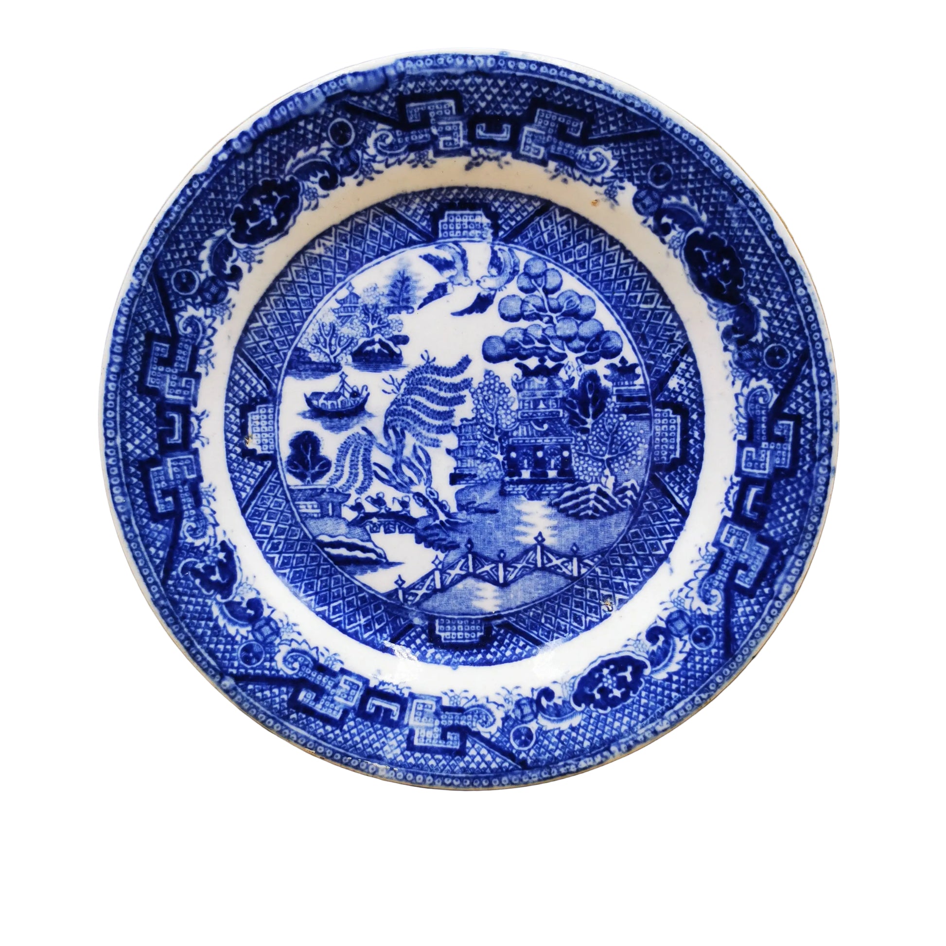 Antique Fine Blue and White China Willow Side Plate