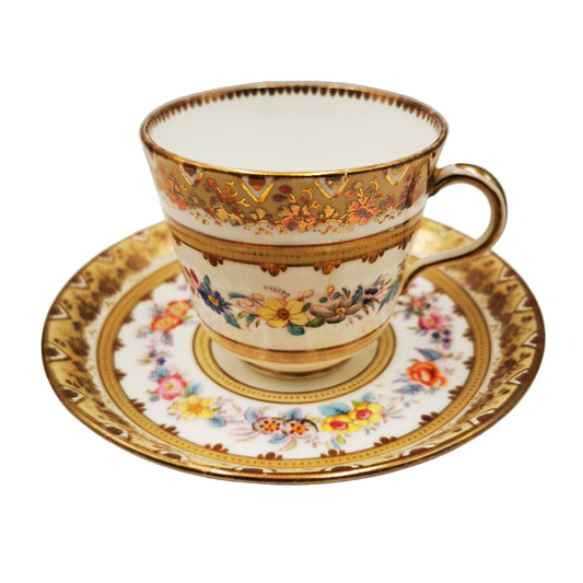 Antique Floral Porcelain China Hand Decorated Teacup and Saucer