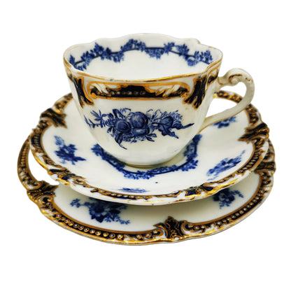 Antique George Jones & Sons Crescent China 3840 Teacup, Saucer & Side Plate