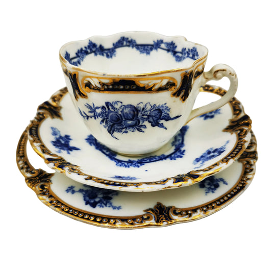 Antique George Jones & Sons Crescent China 3840 Teacup, Saucer & Side Plate