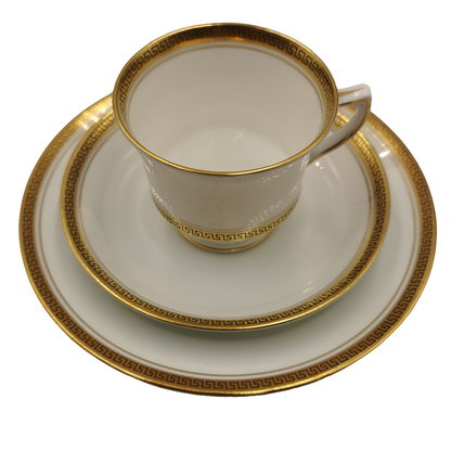 Antique Jackson and Gosling Grosvenor Ye Olde English 6986 Greek Key China Teacup Trio