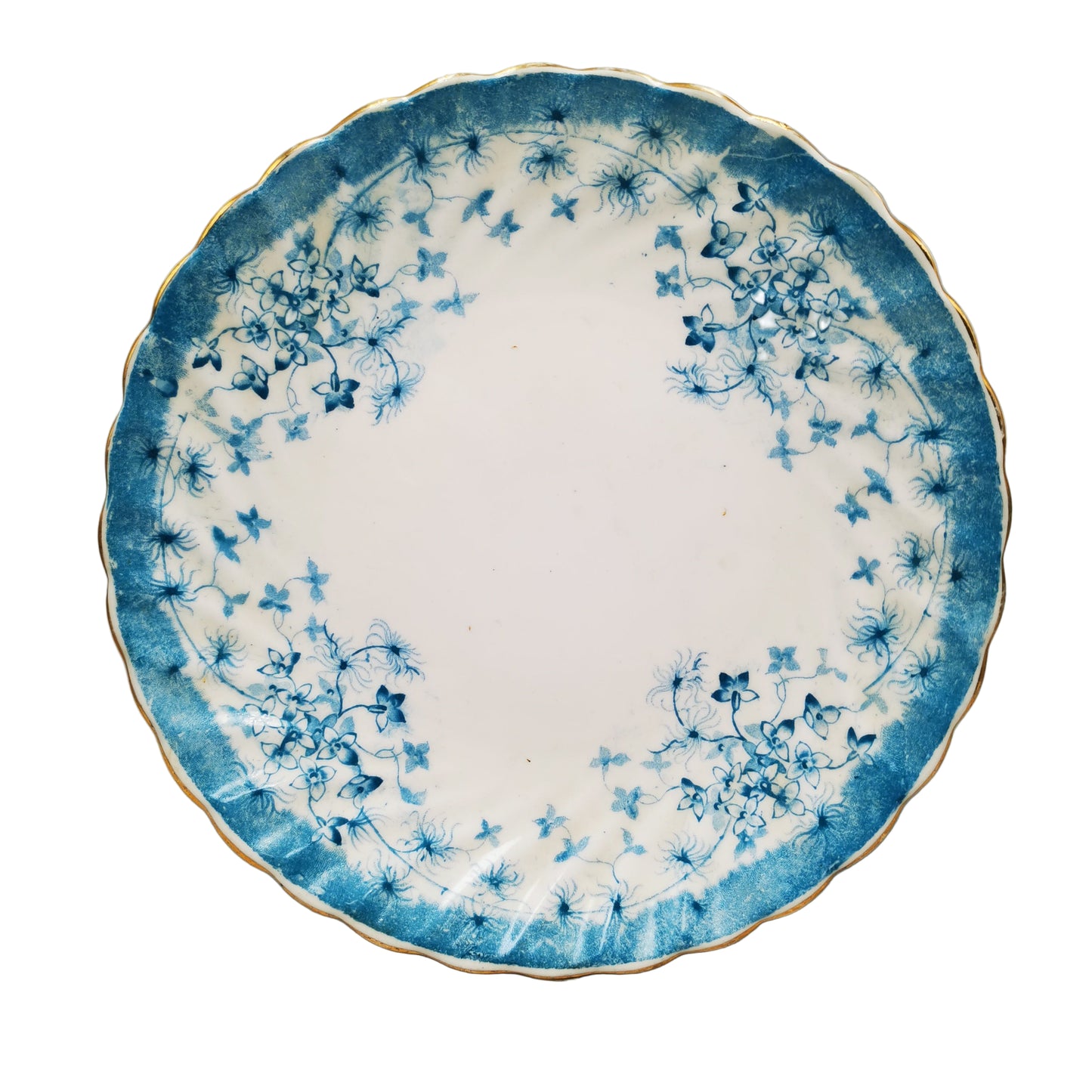 Antique James Beech & Son Rd No 219004 Blue and White Bone China Cake Plate