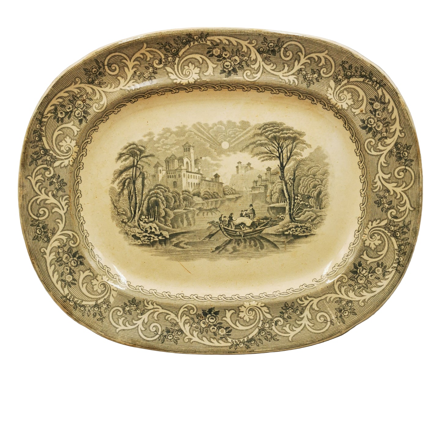 Antique John Meir & Son Ironstone China Rhine Platter 1840-1850