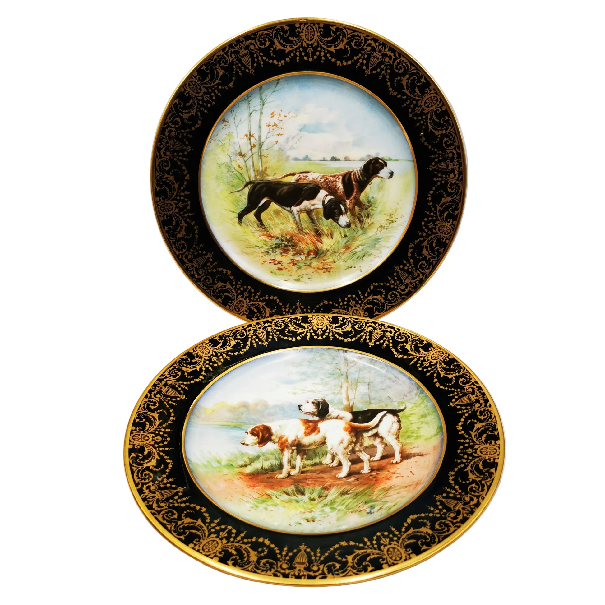 Antique limoges hunting plates 