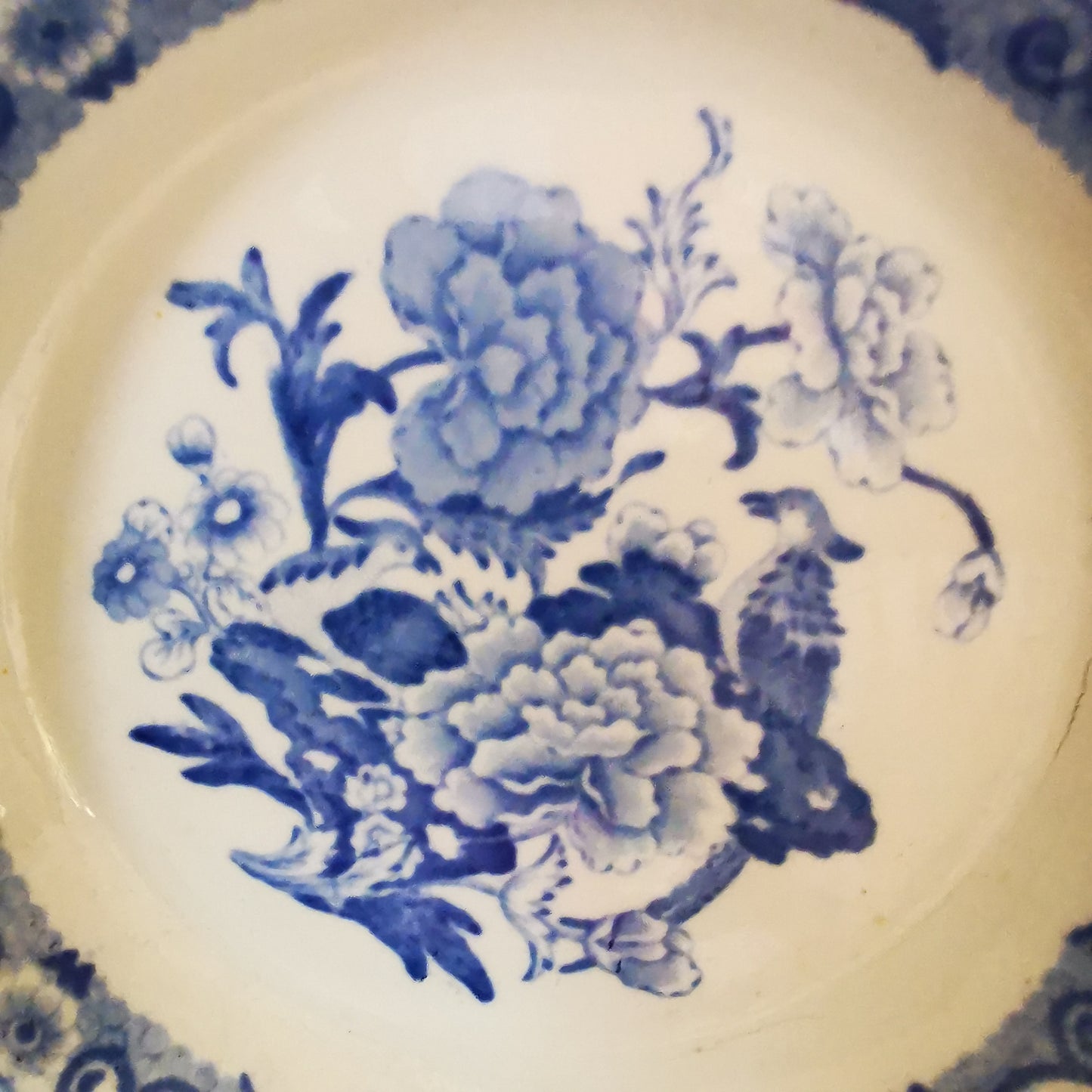 Antique-Masons-Ironstone-China-Blue-Pheasant-Trio-c1820