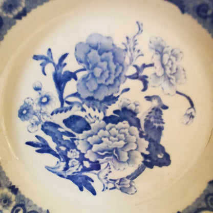 Antique-Masons-Ironstone-China-Blue-Pheasant-Trio-c1820