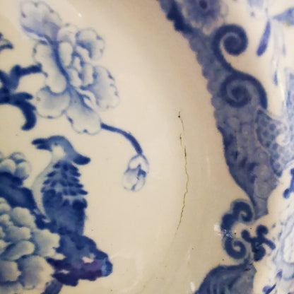 Antique-Masons-Ironstone-China-Blue-Pheasant-Trio-c1820