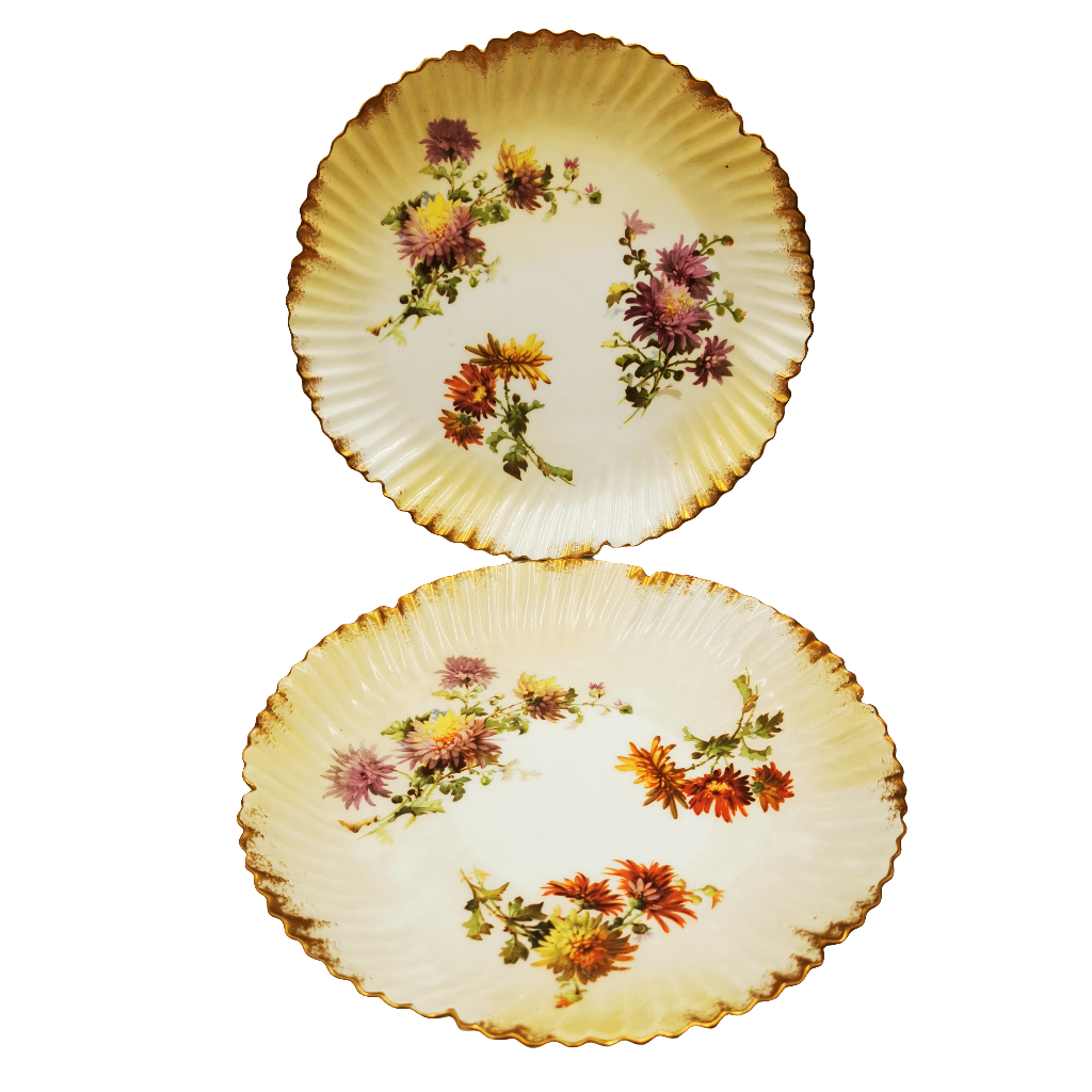 Antique Mintons Floral Porcelain China Cake Plate Set Rd No 195702