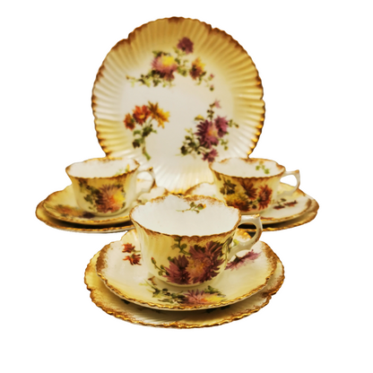 Antique Mintons Floral Porcelain China Teacup, Saucer & Side Plate Trio Rd No 195702