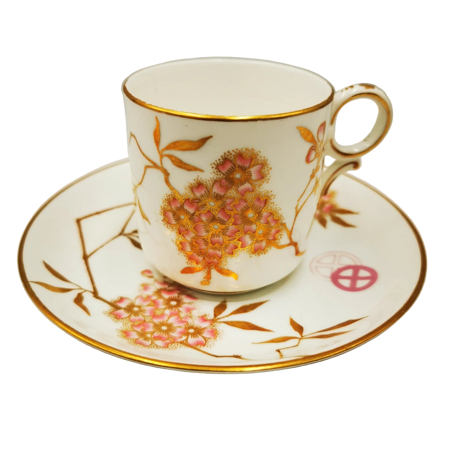 Antique Powell & Bishop Floral China Cup and Saucer