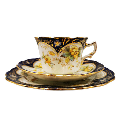 Antique Redfern & Drakeford Floral China 2342 Teacup Trio