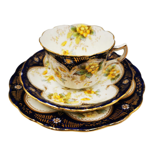 Antique Redfern & Drakeford Floral China 2342 Teacup Trio