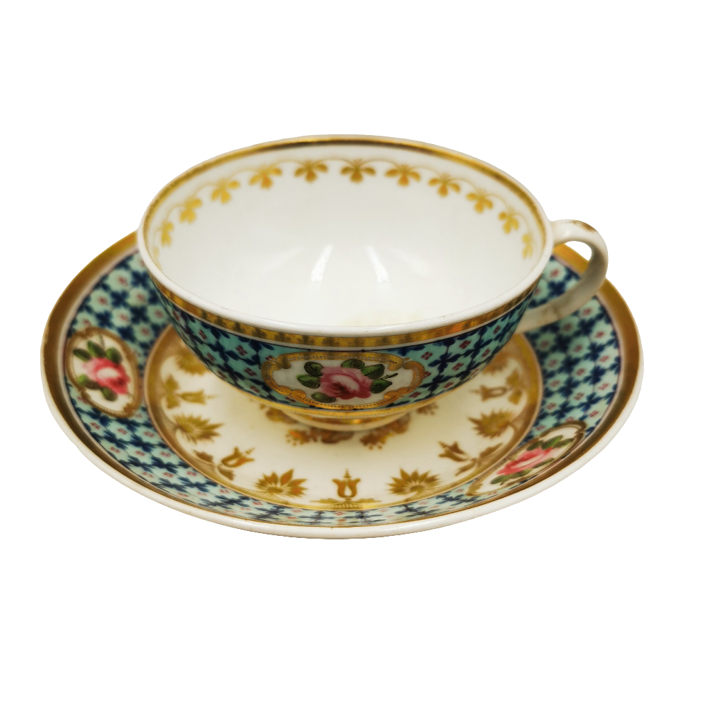 Antique Royal Crown Derby Open Bowl Tea Cup & Saucer