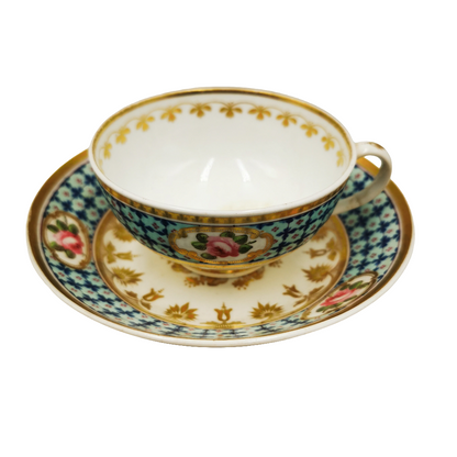 Antique Royal Crown Derby Open Bowl Tea Cup & Saucer