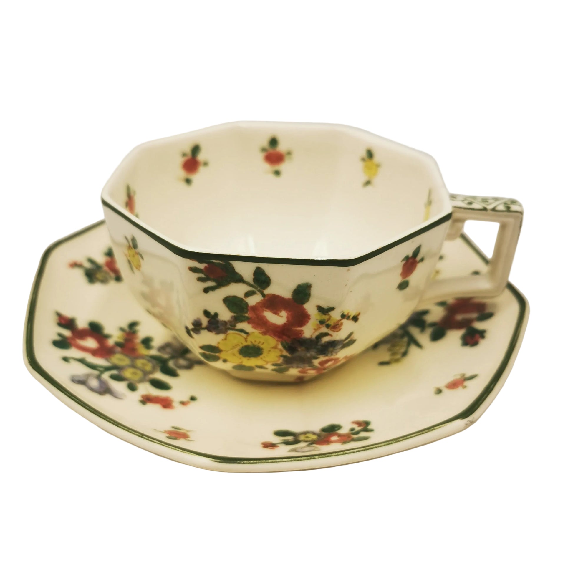 Antique Royal Doulton Old Leeds Sprays D3548 Teacup & Saucer 1936