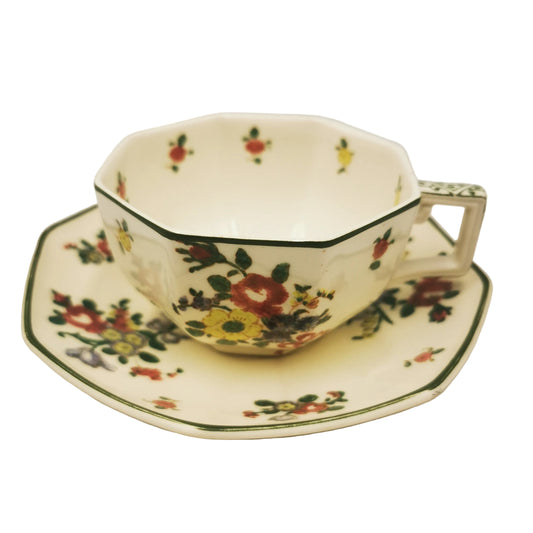 Antique Royal Doulton Old Leeds Sprays D3548 Teacup & Saucer 1936