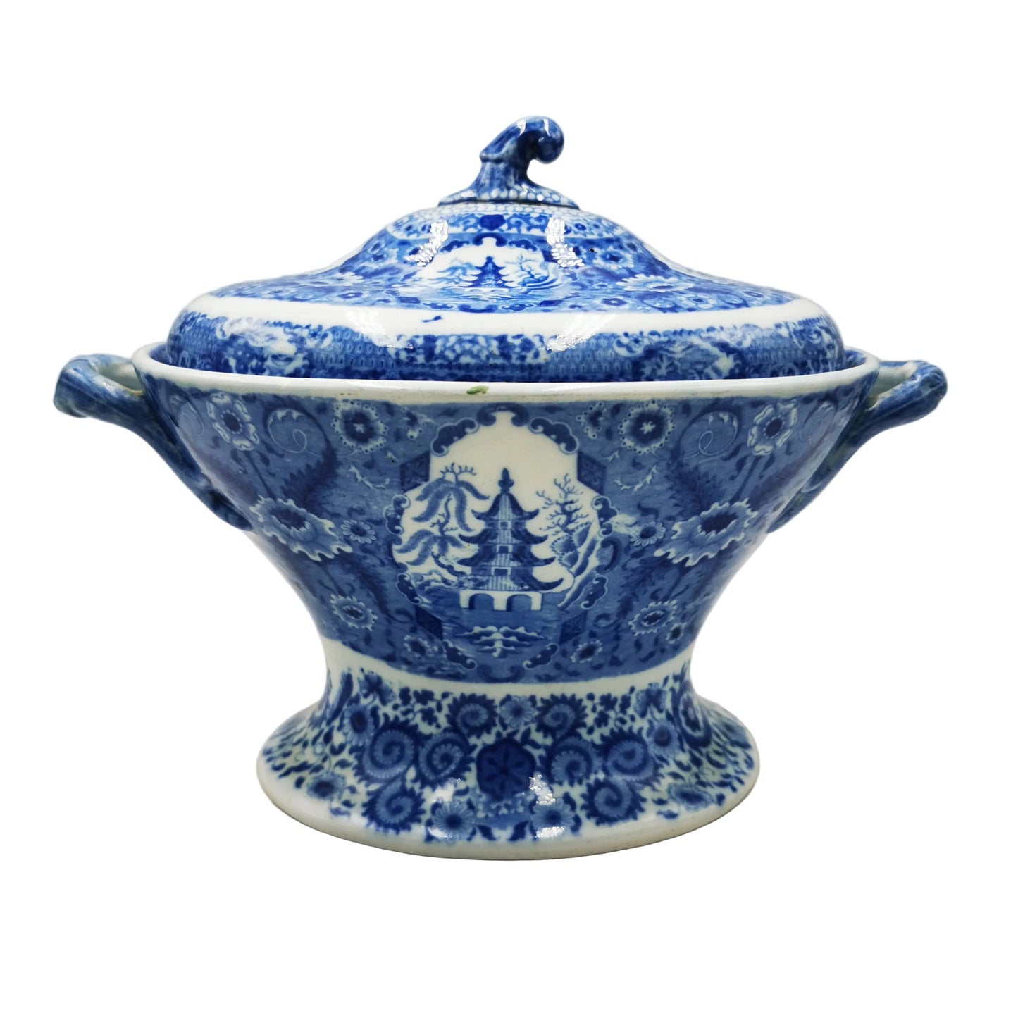 Antique Spode Net Pattern Blue and White Egg Stand