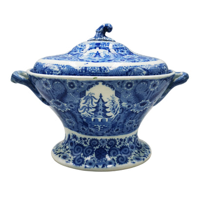 Antique Spode Net Pattern Blue and White Egg Stand