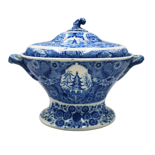 Antique Spode Net Pattern Blue and White Egg Stand