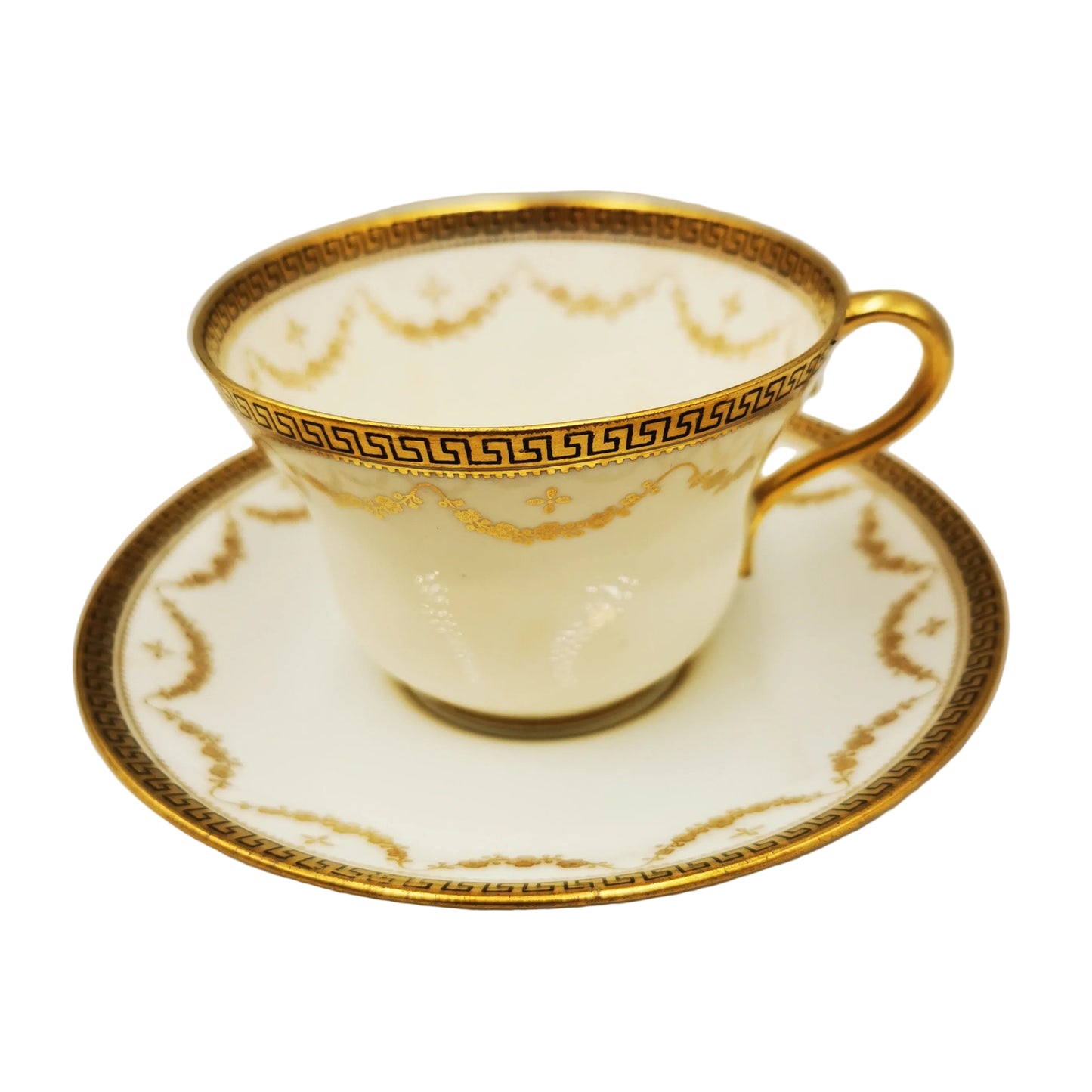 Antique Star China Company Paragon 2130 Gold and White Bone China Teacup and Saucer