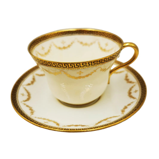 Antique Star China Company Paragon 2130 Gold and White Bone China Teacup and Saucer