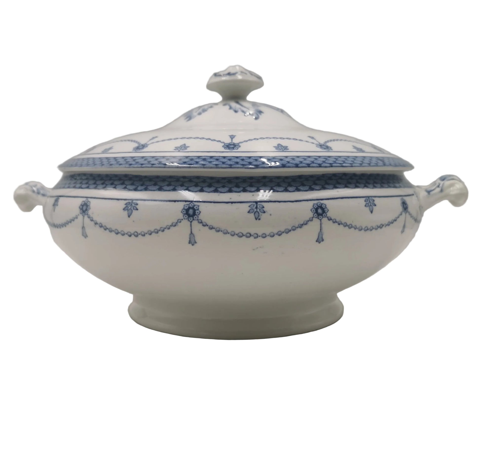 Rare-Antique-Thomas-Till-and-Sons-Irene-Blue-and-White-China-Lidded-Tureen