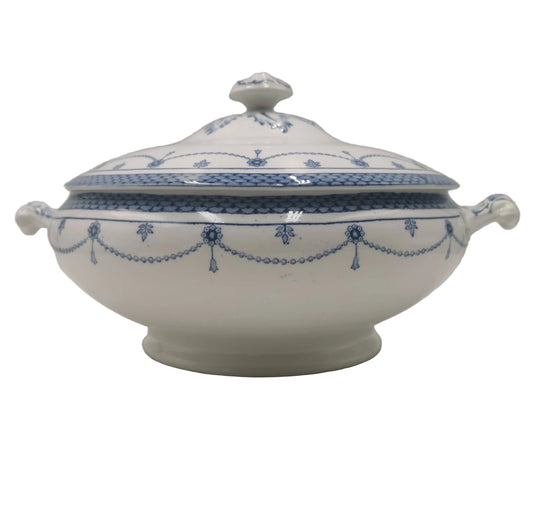 Rare-Antique-Thomas-Till-and-Sons-Irene-Blue-and-White-China-Lidded-Tureen