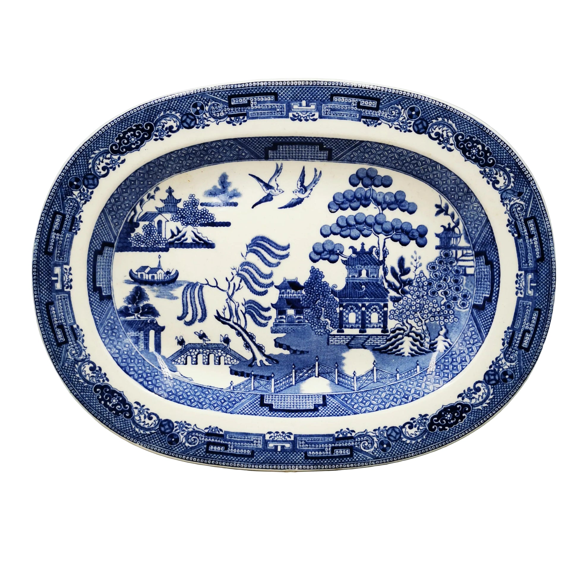 Antique Wedgwood Blue Willow China Plate Dish