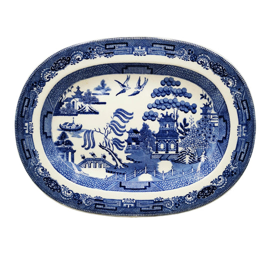 Antique Wedgwood Blue Willow China Plate Dish