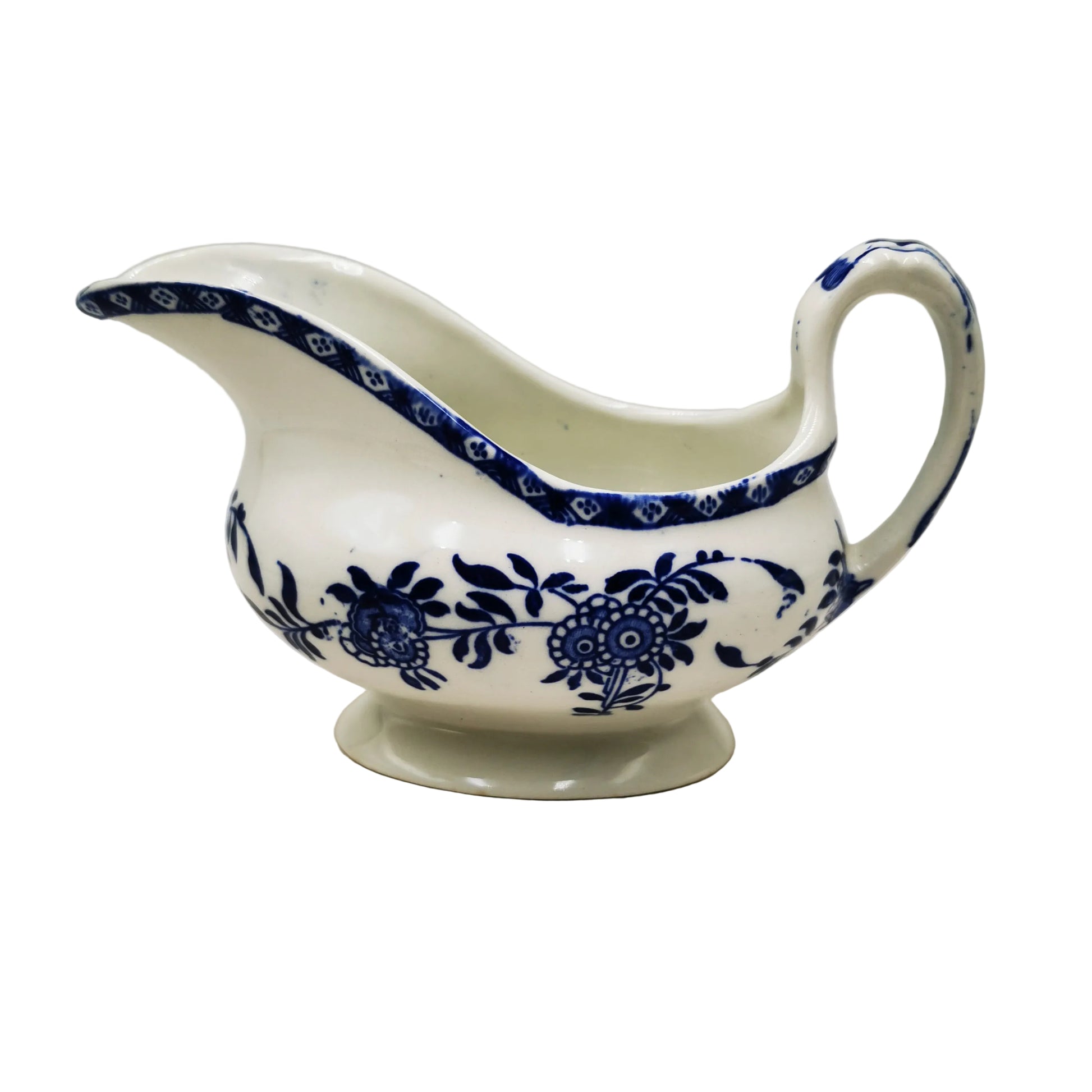 Antique Wood & Sons Delph Blue and White Gravy Boat