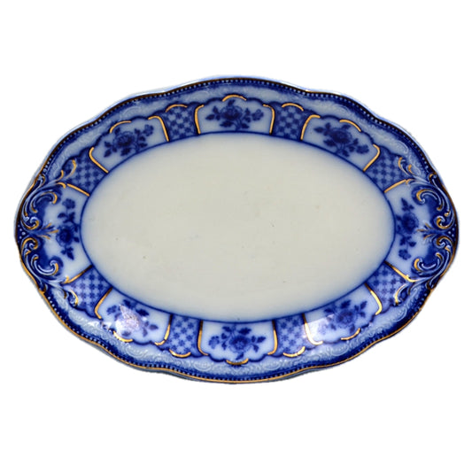 Antique W H Grindley Melbourne Flow Blue and White China 11.25-inch Platter