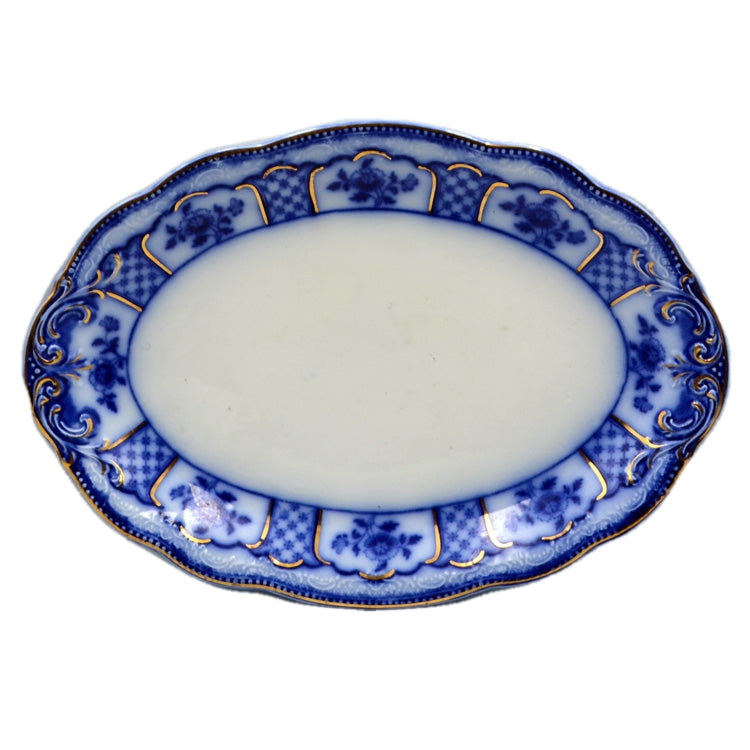 Antique W H Grindley Melbourne Flow Blue and White China 11.25-inch Platter