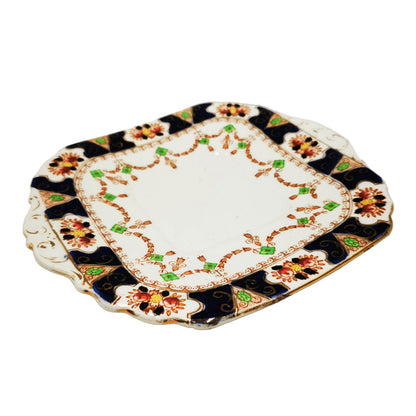 Antique Doric China Blue Green Imari China Cake Plate