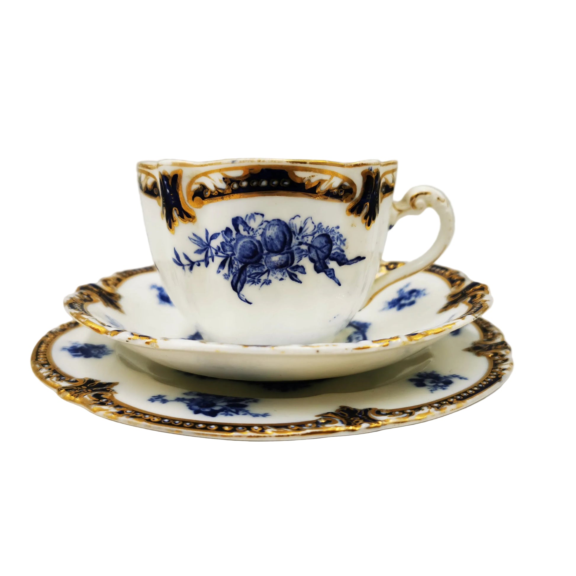 Antique George Jones & Sons Crescent China 3840 Teacup, Saucer & Side Plate