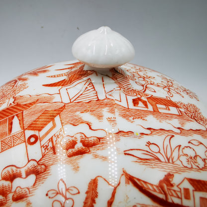 Antique Grainger's Worcester China Two Temples Lidded Muffin Dish