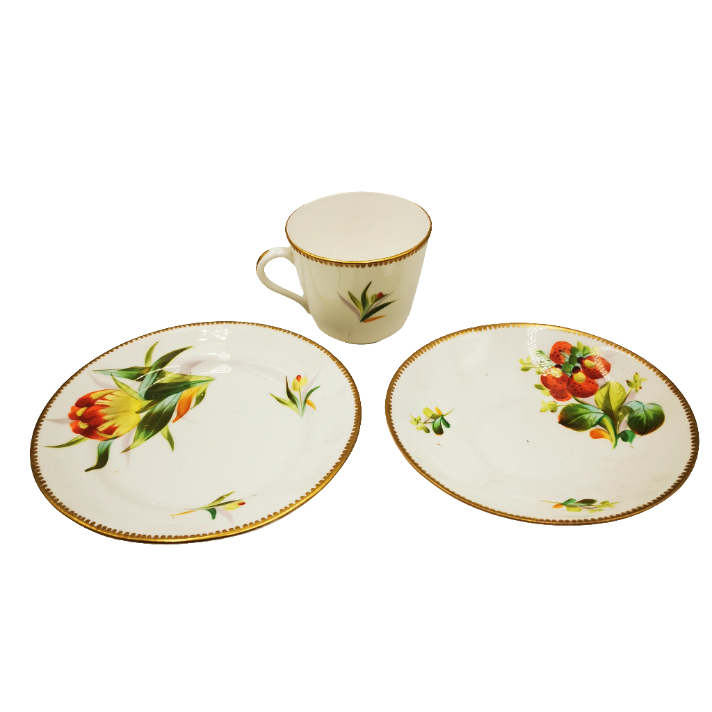 Antique Hand Painted Floral China Teacup Trio Pattern 3119